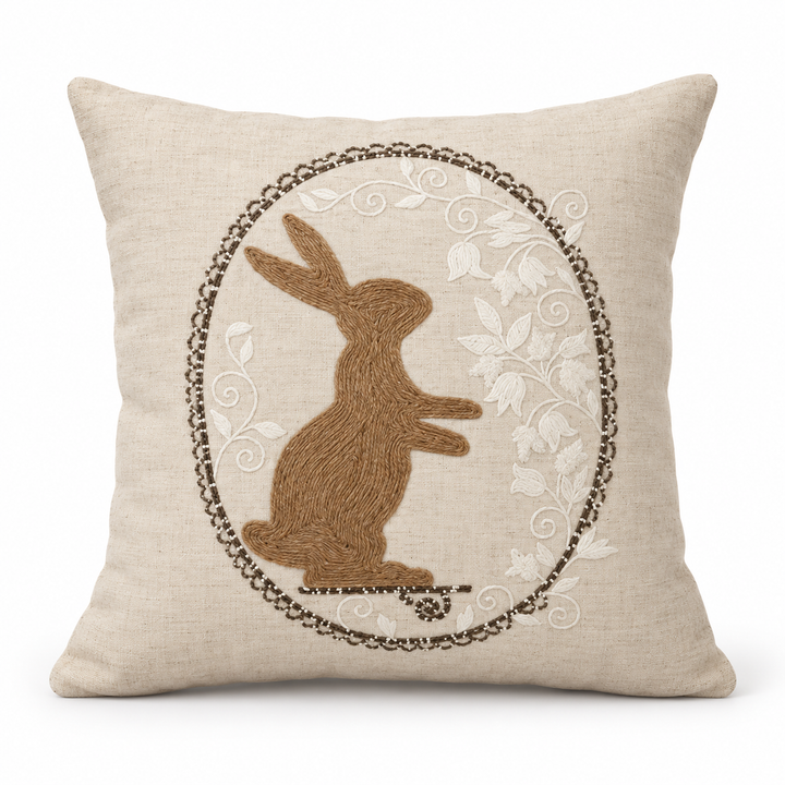 1 PCS Rabbit Embroidered Cushion Cover Square Throw Pillow Case Sofa Home