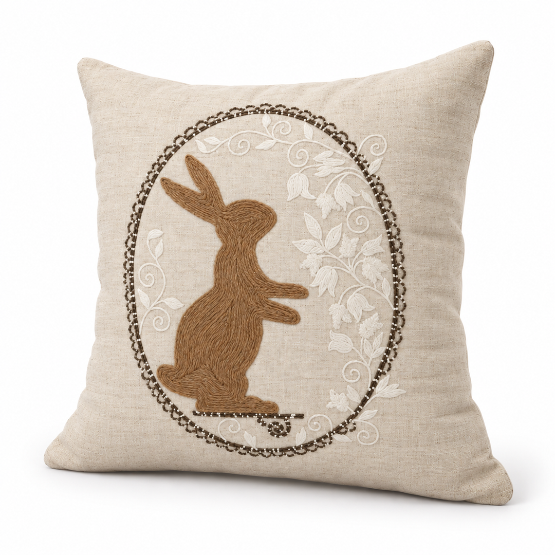 1 PCS Rabbit Embroidered Cushion Cover Square Throw Pillow Case Sofa Home