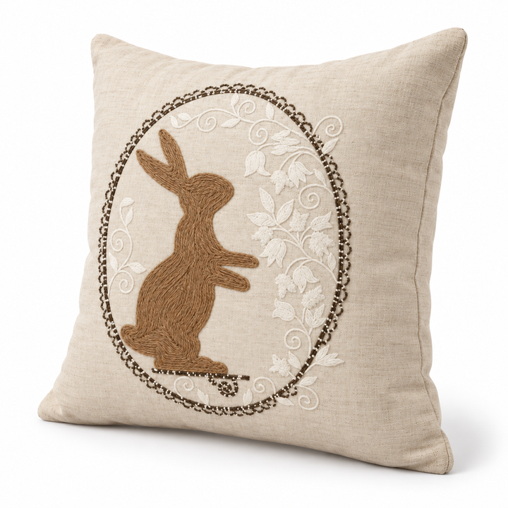 1 PCS Rabbit Embroidered Cushion Cover Square Throw Pillow Case Sofa Home