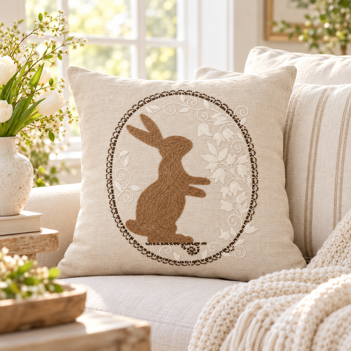 1 PCS Rabbit Embroidered Cushion Cover Square Throw Pillow Case Sofa Home