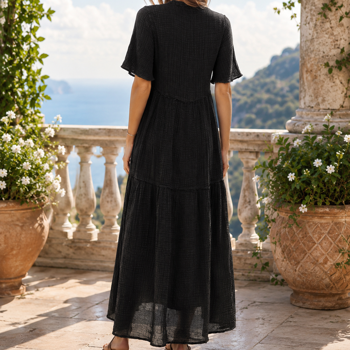 Anthropologie Tiered Black Long Maxi Dress