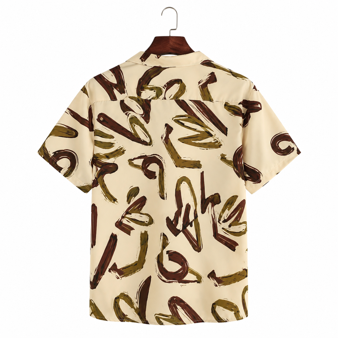 Asos Design Men's Relaxed Shirt Beige Abstract Printed