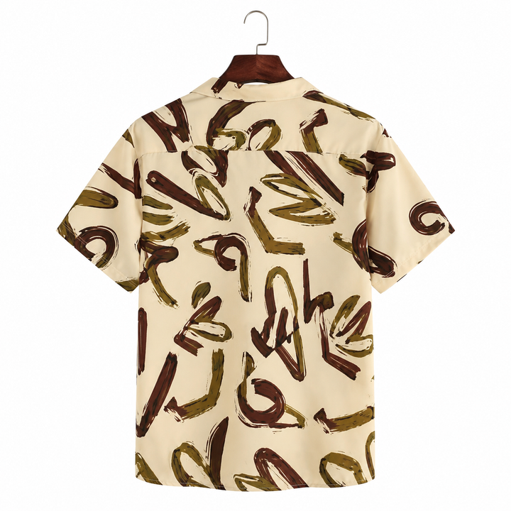 Asos Design Men's Relaxed Shirt Beige Abstract Printed