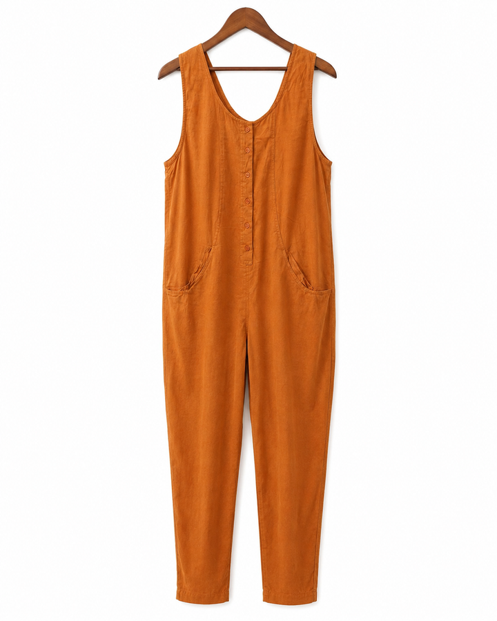 ASOS DESIGN Button Front Linen Minimal Jumpsuit