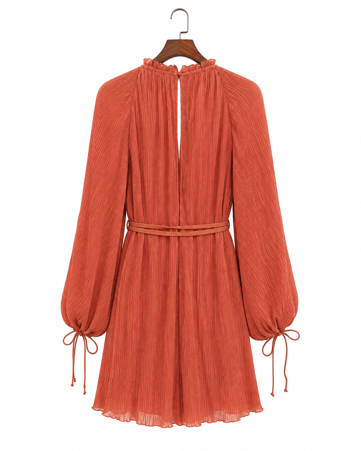 ASOS DESIGN High Neck Plisse Flare Mini Dress