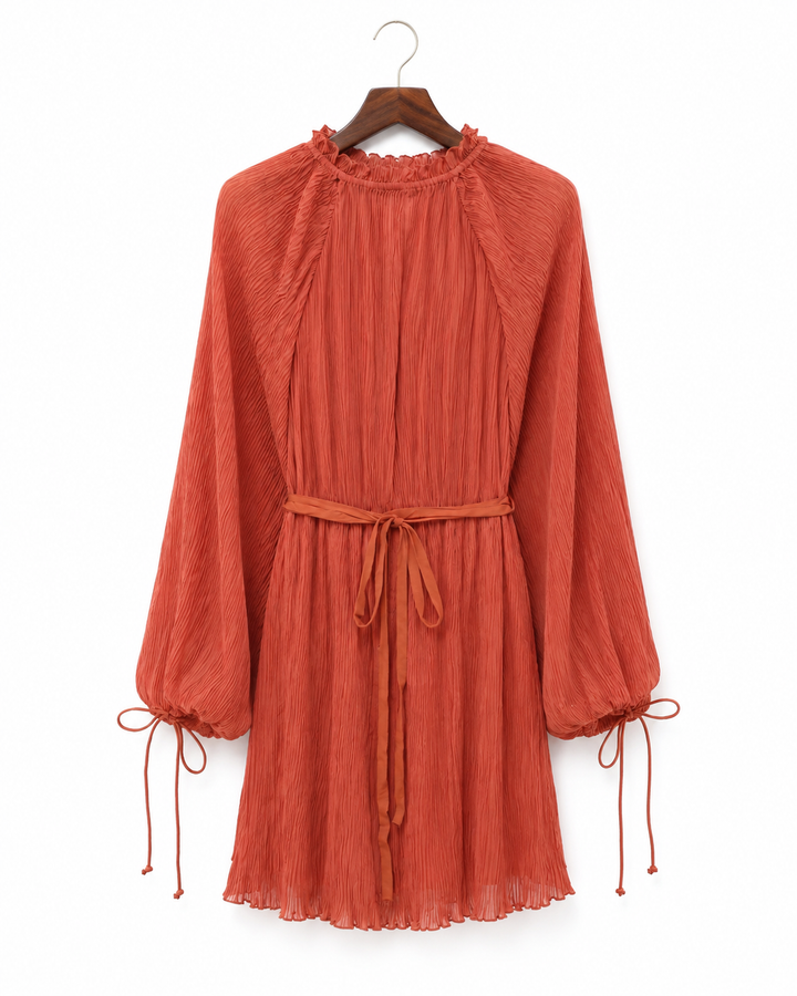 ASOS DESIGN High Neck Plisse Flare Mini Dress