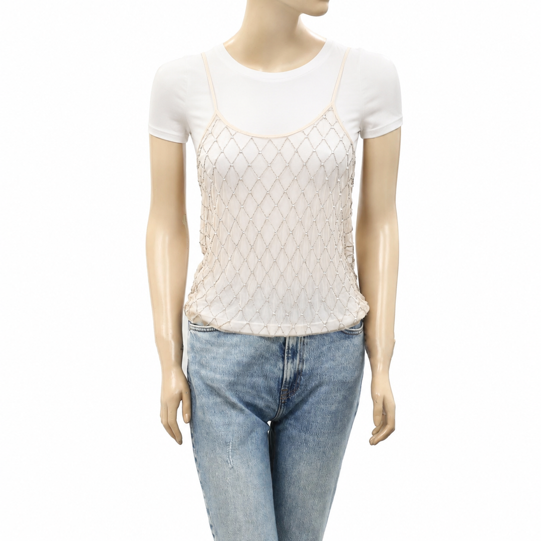 Urban Outfitters UO Paris Nights Embellished Cami Blouse Top