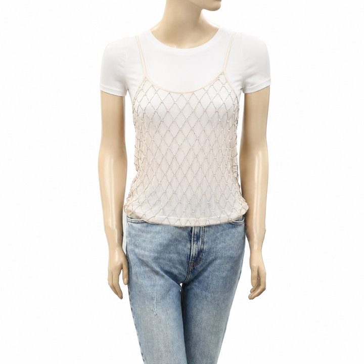 Urban Outfitters UO Paris Nights Embellished Cami Blouse Top