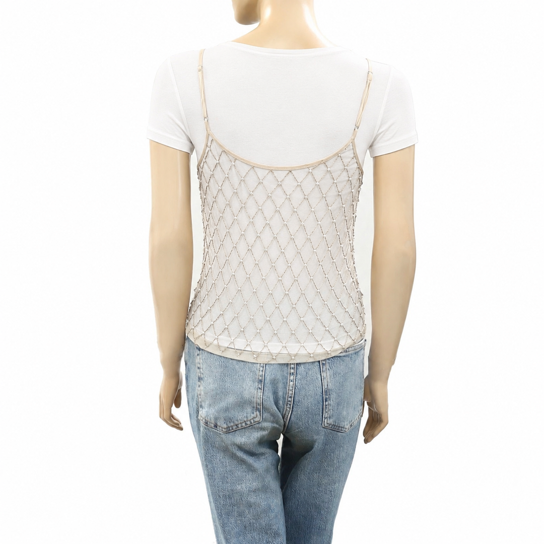 Urban Outfitters UO Paris Nights Embellished Cami Blouse Top