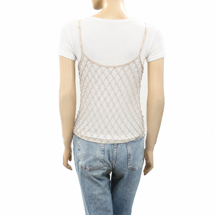Urban Outfitters UO Paris Nights Embellished Cami Blouse Top