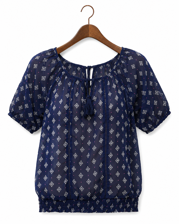 Abercrombie Kids Girl Blue Sheer Blouse Top