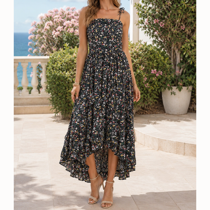 Anthropologie Floral Printed Ruffle Maxi Long Dress