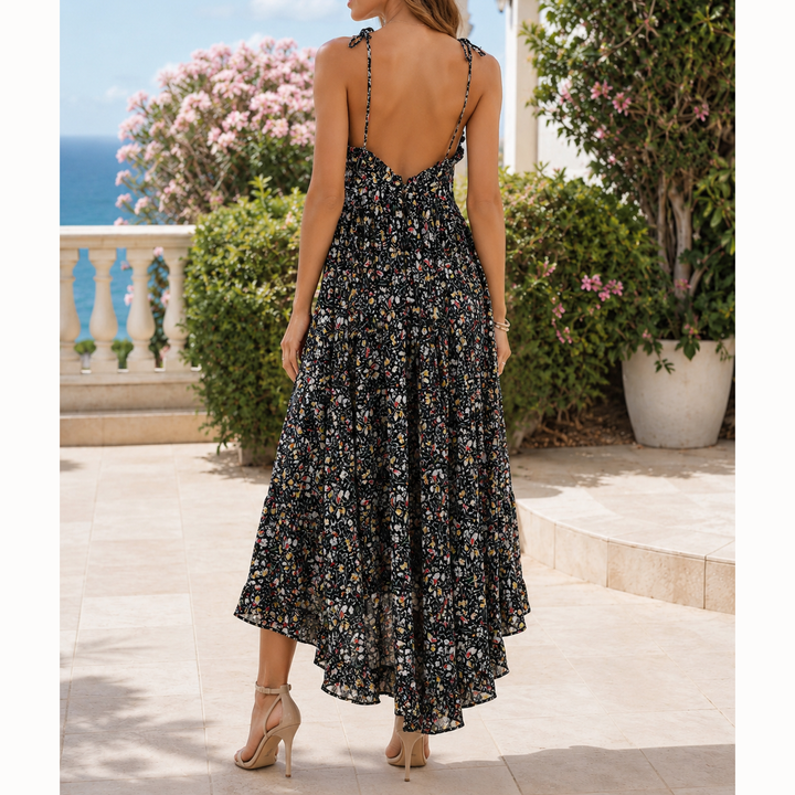 Anthropologie Floral Printed Ruffle Maxi Long Dress