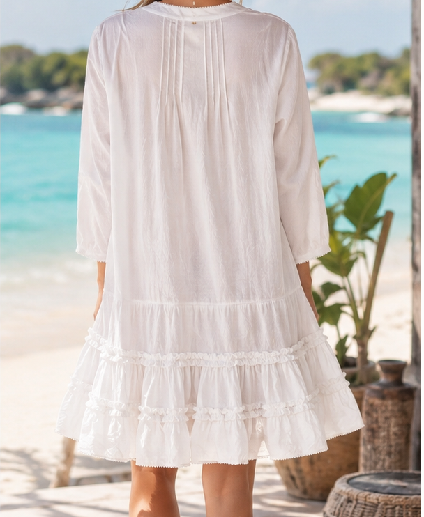 Sandy Liang Tiered Ruffle lace Mini Dress