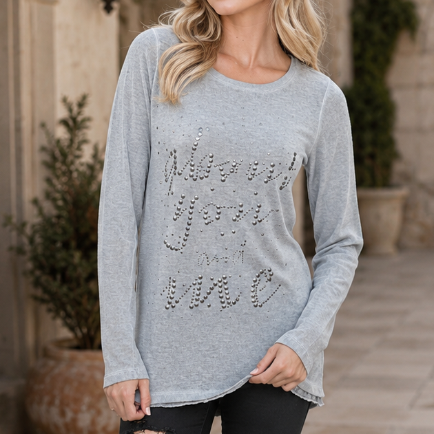 Free People Silver Studded Embellished Tunic Top