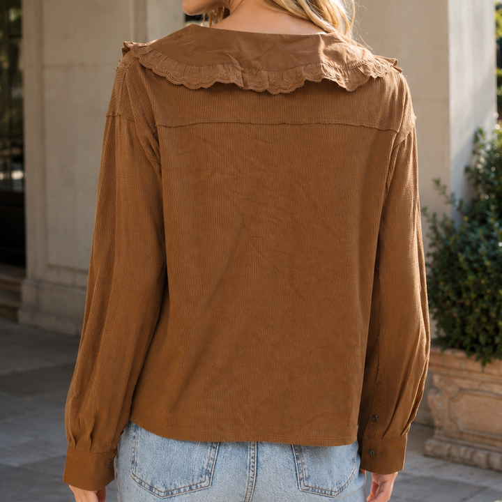 Anthropologie Women’s Buttondown Thermal Blouse Top