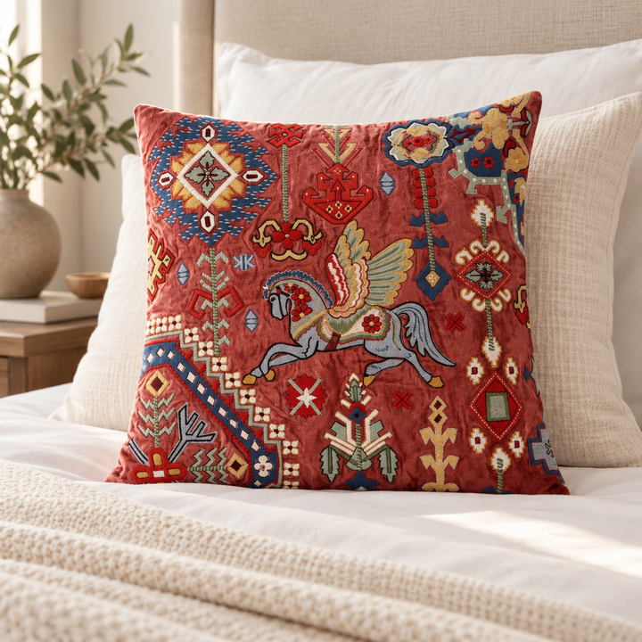 1 PCS Suzani embroidered Cushion Cover Square Throw Pillow Case Sofa Home