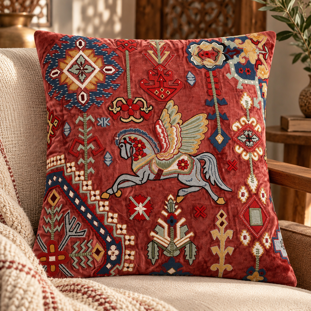 1 PCS Suzani embroidered Cushion Cover Square Throw Pillow Case Sofa Home