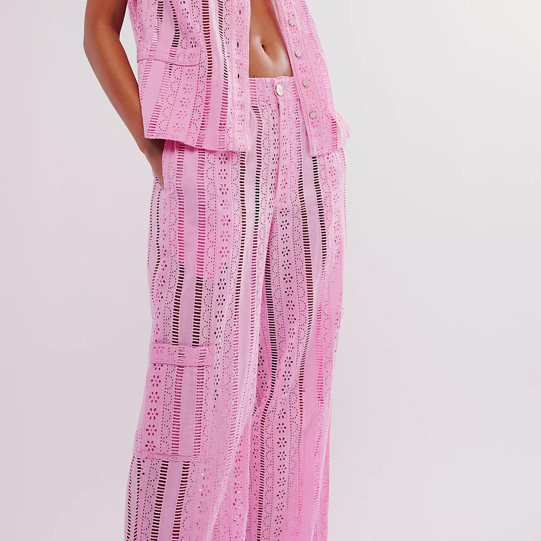 Damson Madder Alys Vacation Pant Trouser Eyelet Wide Leg