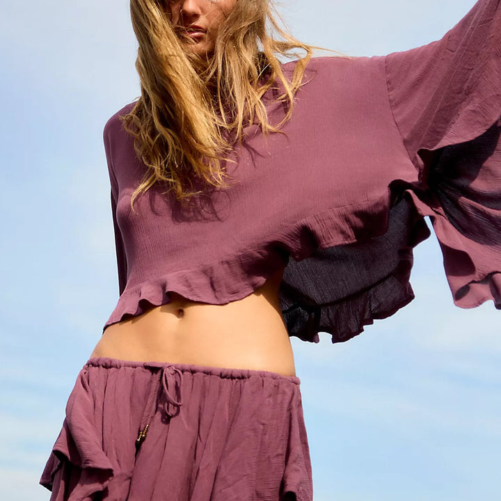 Free People Free Est Delilah Cropped Blouse Top