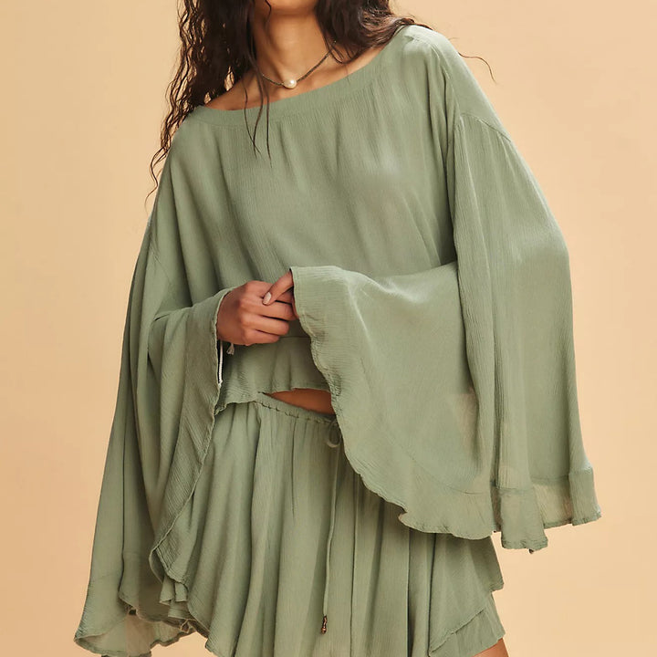 Free People Free Est Delilah Cropped Blouse Top