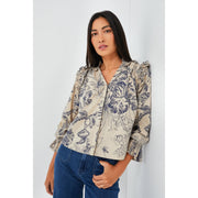 Anthropologie Love The Label Yaffe Print Jessie Blouse Top