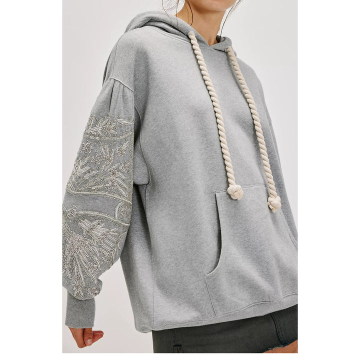 Free People Encrusted Sweatshirt Pullover Hoodie Top
