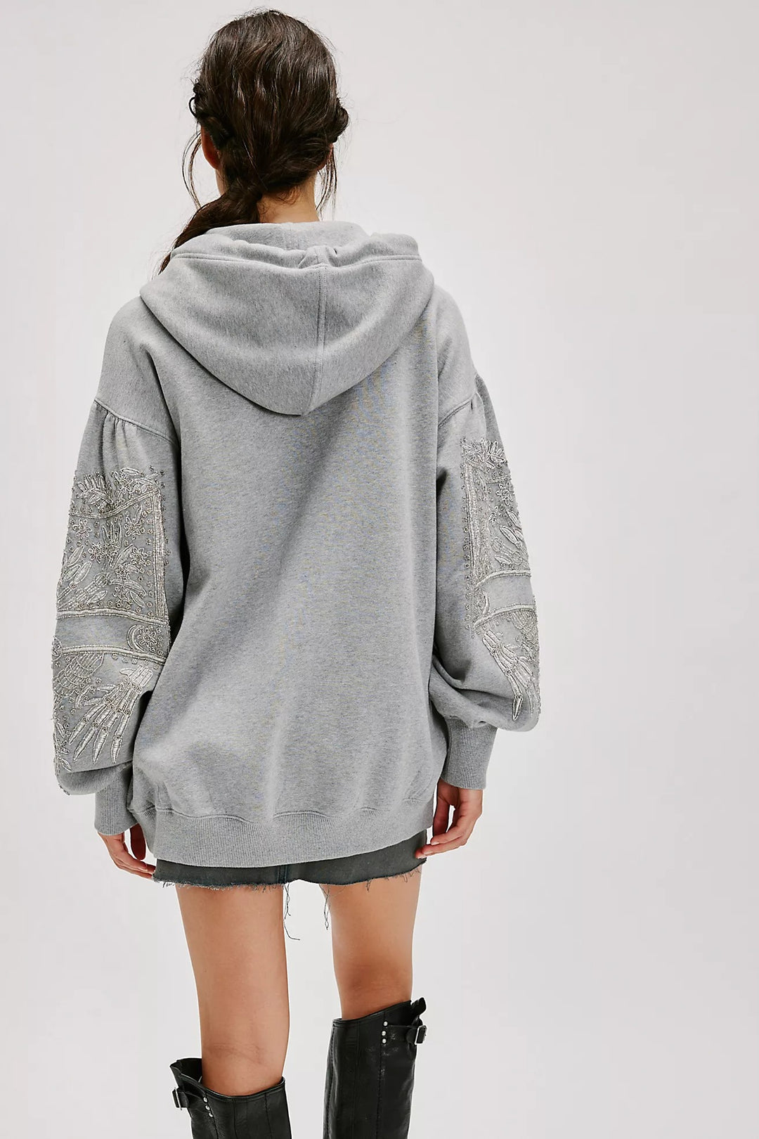Free People Encrusted Sweatshirt Pullover Hoodie Top