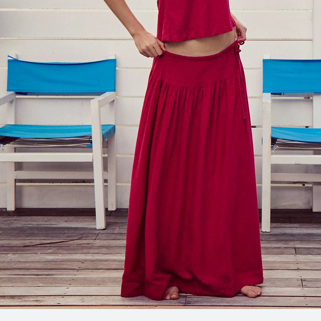 Free People Free-Est Sandshell Linen Maxi Skirt