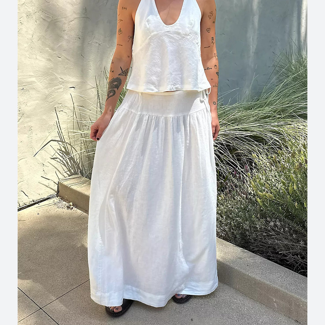 Free People Free-Est Sandshell Linen Maxi Skirt
