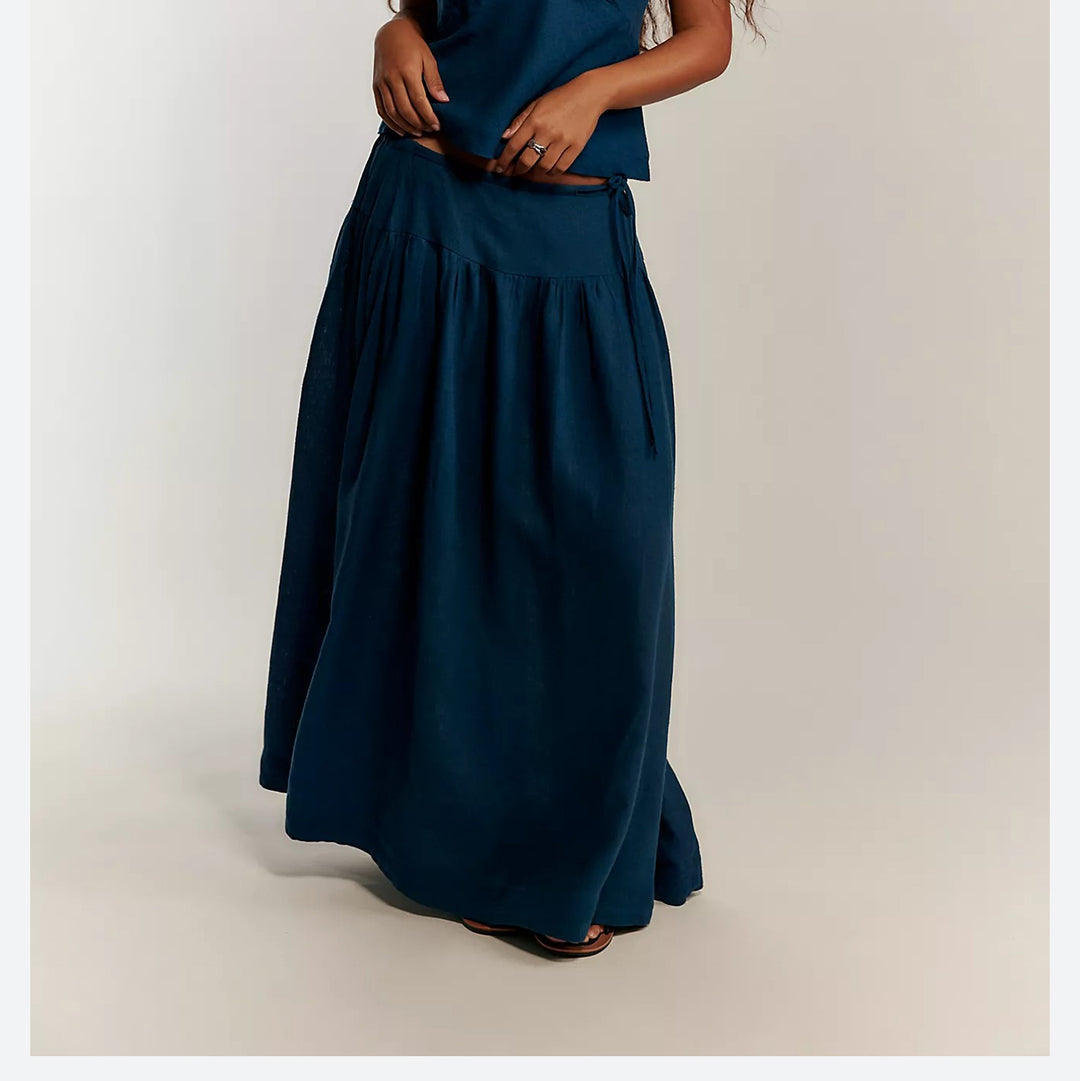 Free People Free-Est Sandshell Linen Maxi Skirt