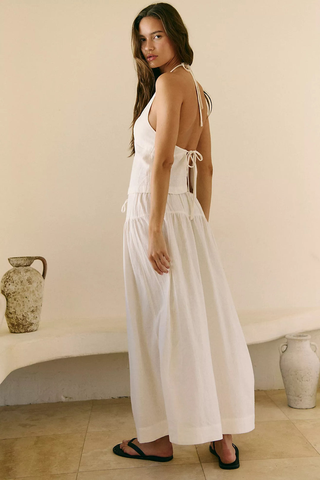 Free People Free-Est Sandshell Linen Maxi Skirt