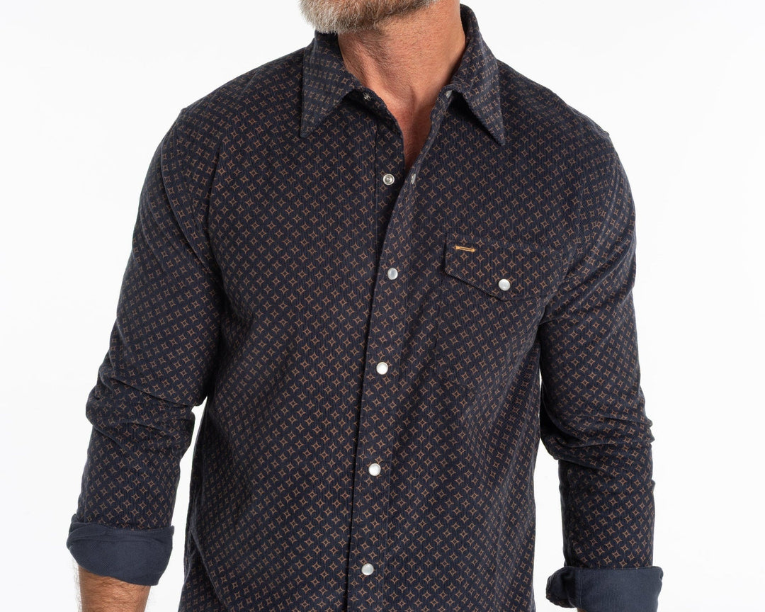 Criquet Corduroy Pearl Snap Star Gio Print Men Shirt