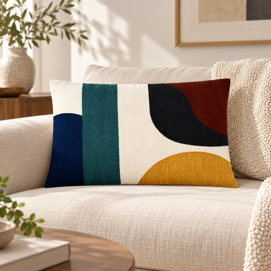 1 PCS Geometric hand-tufted Cushion Cover Rectangle Pillow Case Decor
