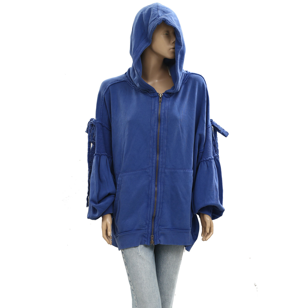 Free People Bow Girl Sweatshirt Hoodie Jacket Top