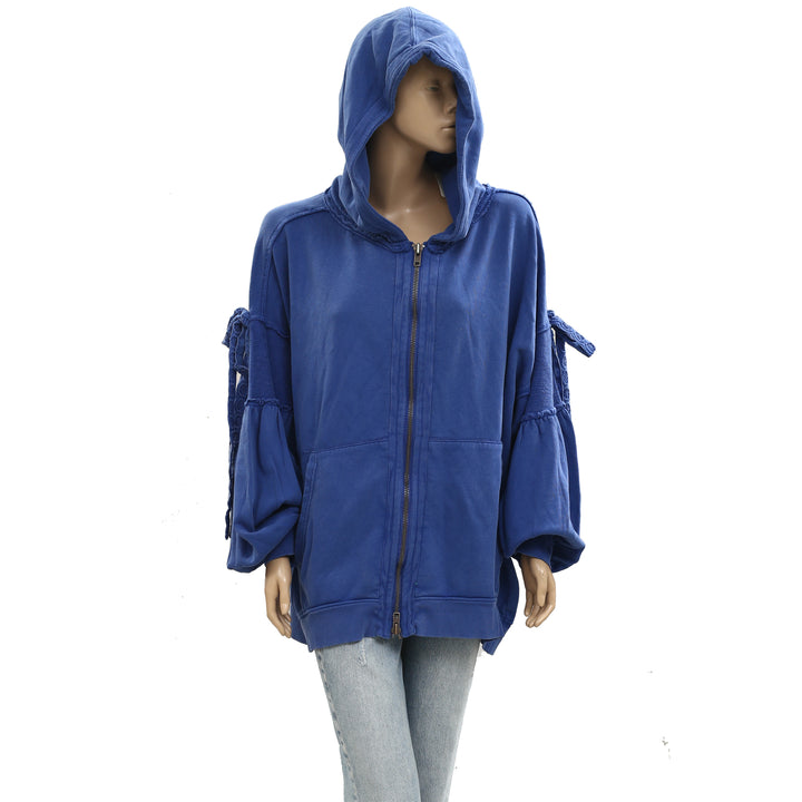 Free People Bow Girl Sweatshirt Hoodie Jacket Top