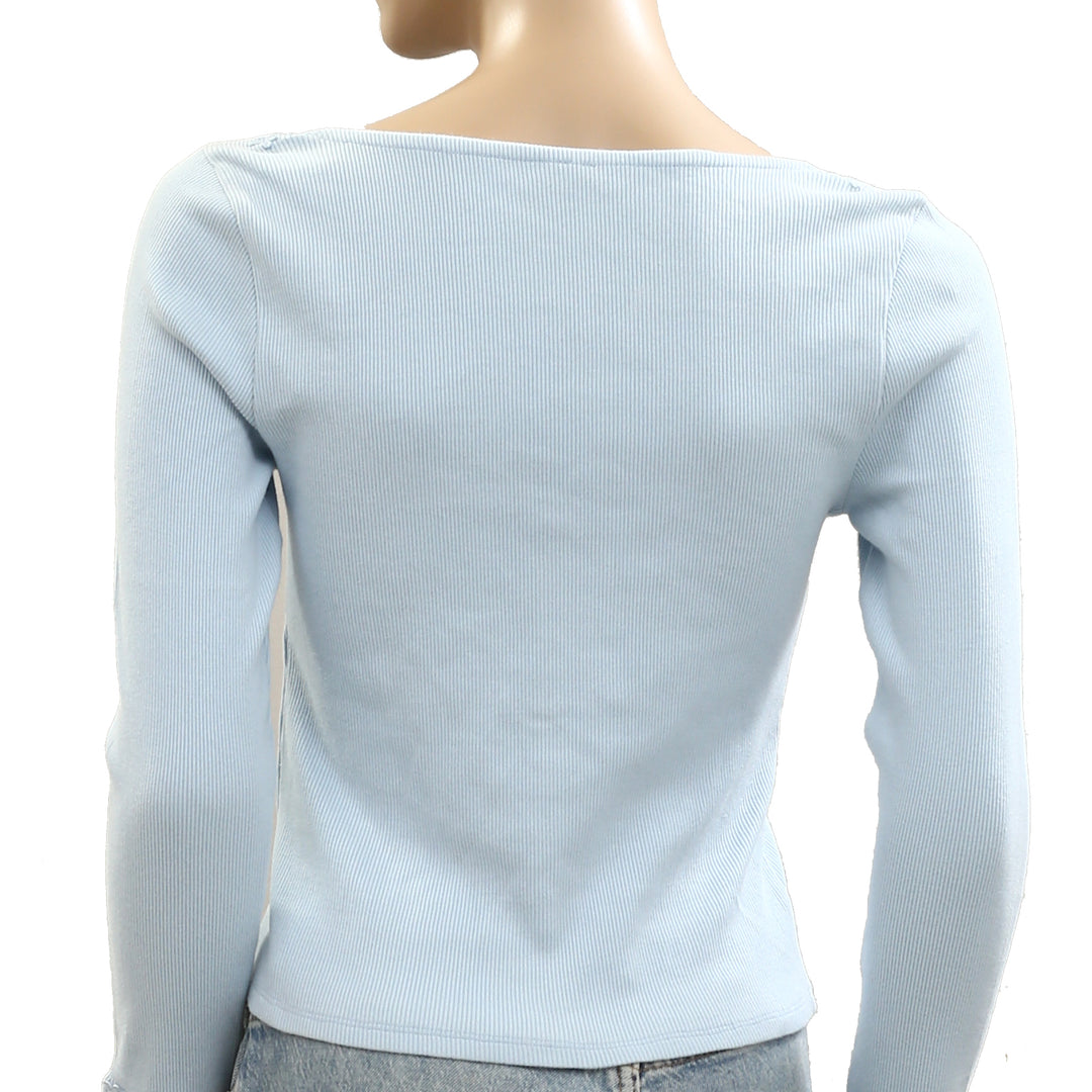 By Anthropologie Long-Sleeve Lace-Trim Blouse Top