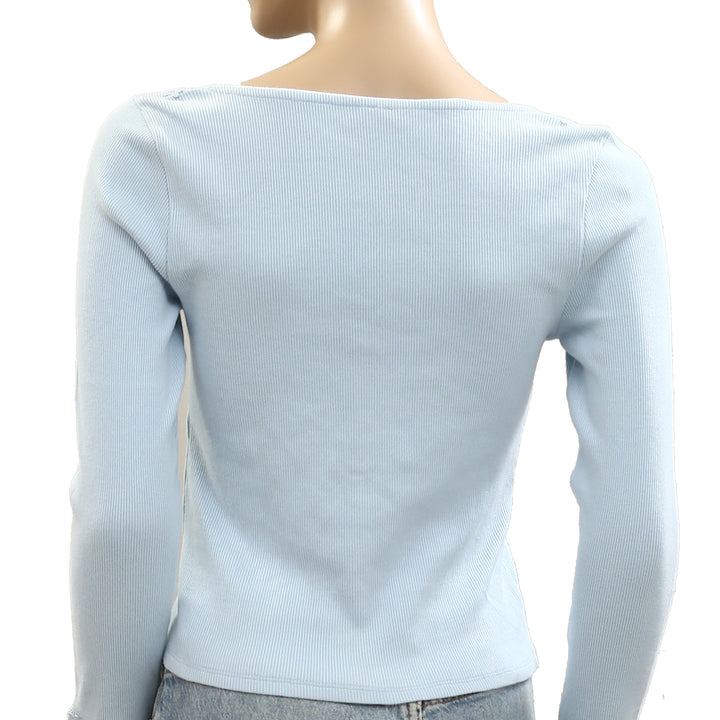 By Anthropologie Long-Sleeve Lace-Trim Blouse Top