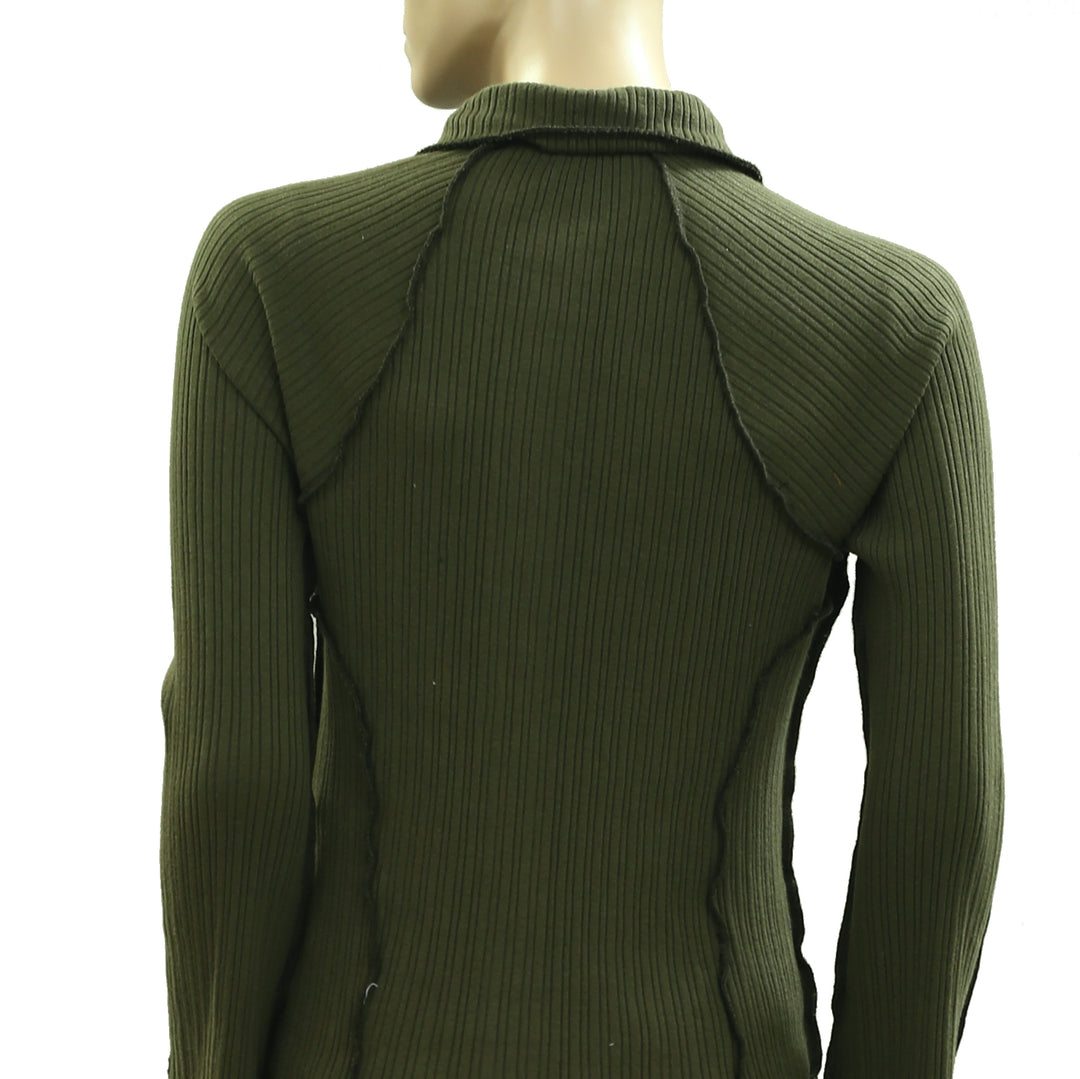 Free people Ribbed Button-Down Knit Blouse Top