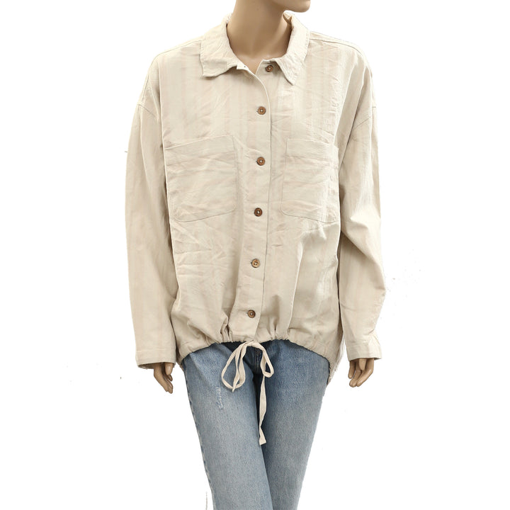 Free People Striped Buttondown Shirt Tunic Top