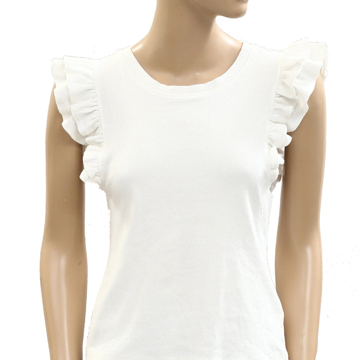 Maeve Anthropologie Ribbed Ruffle Tank Blouse Top