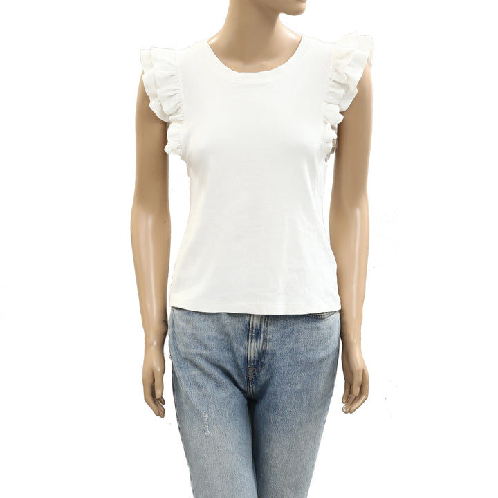 Maeve Anthropologie Ribbed Ruffle Tank Blouse Top