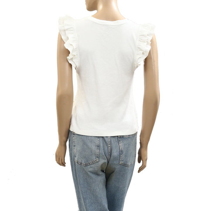 Maeve Anthropologie Ribbed Ruffle Tank Blouse Top