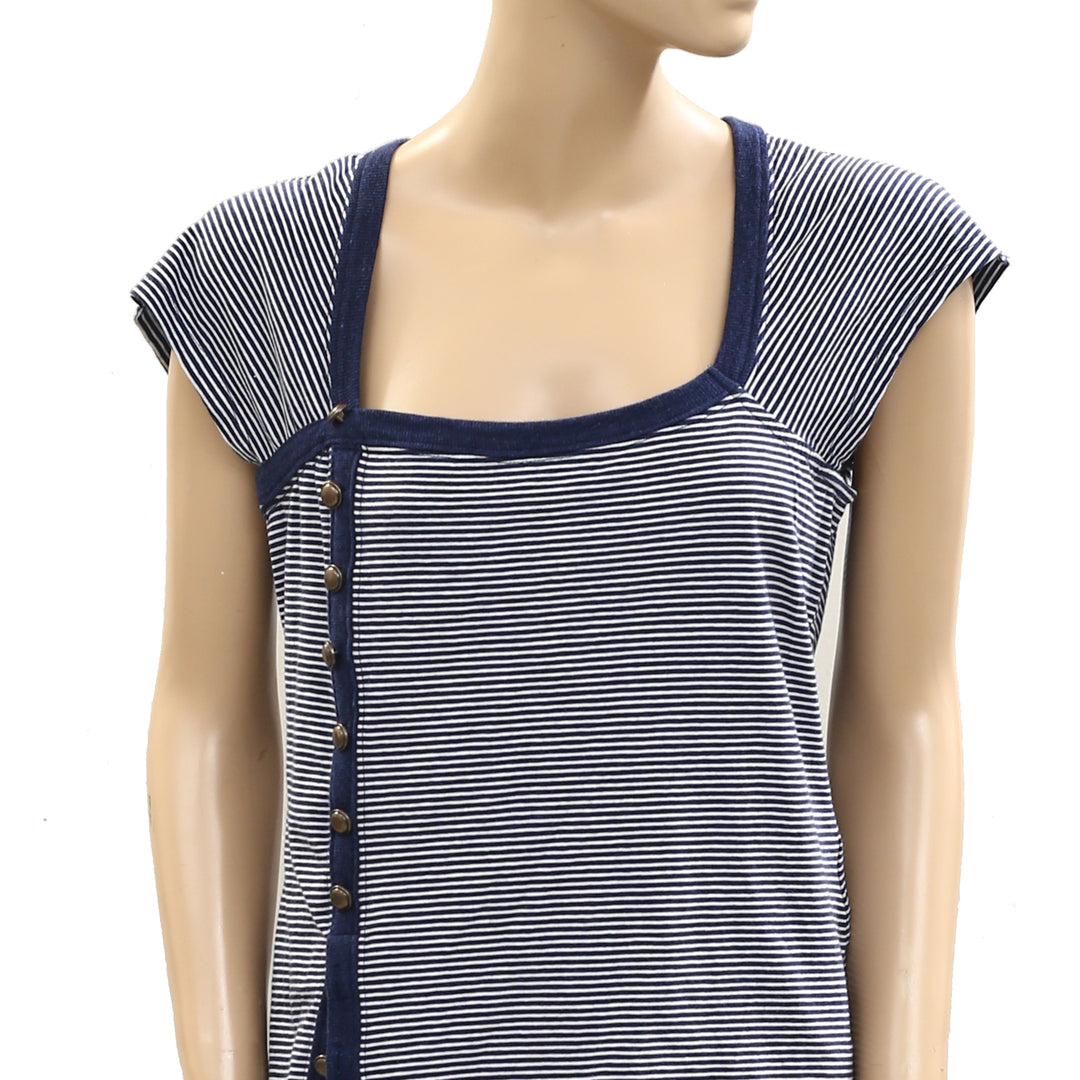 Maeve Anthropologie Short-Sleeve Side-Button Blouse Top