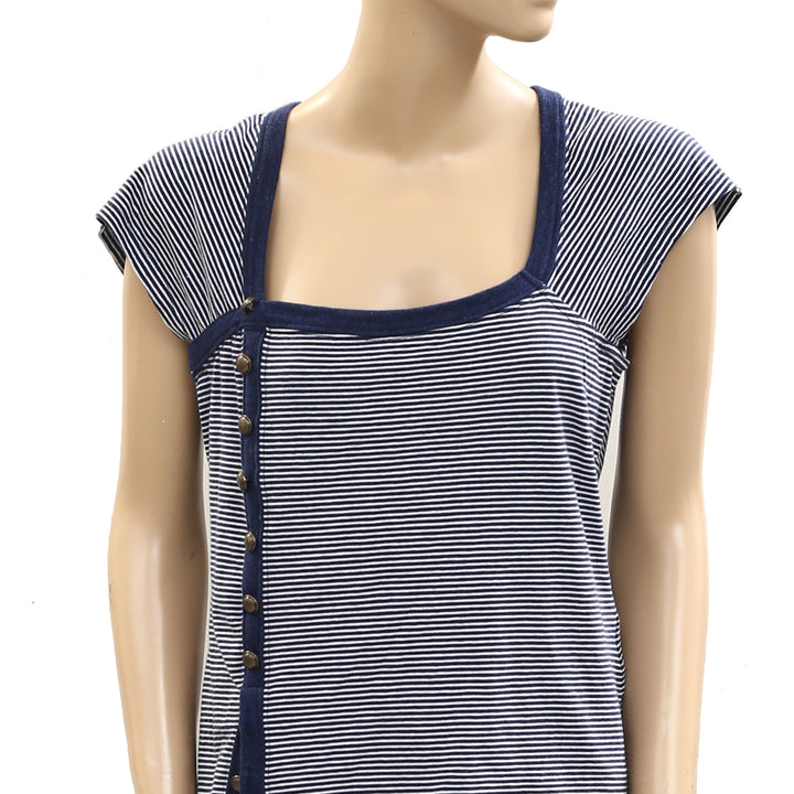 Maeve Anthropologie Short-Sleeve Side-Button Blouse Top