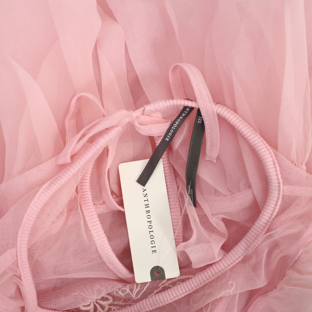 By Anthropologie Sheer Lace Peplum Blouse Top