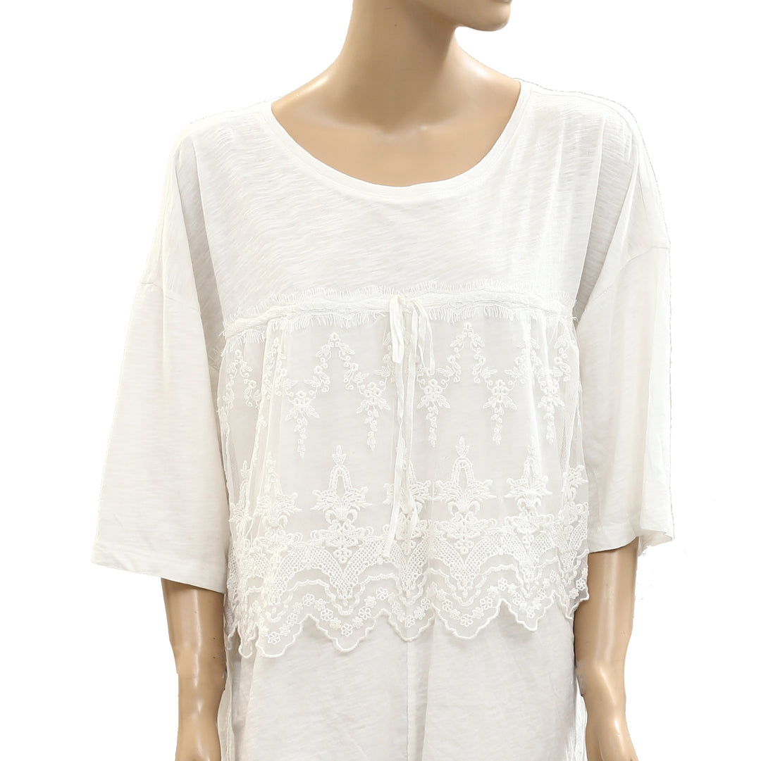 Anthropologie LyreBird Cotton Lace Twofer Romper