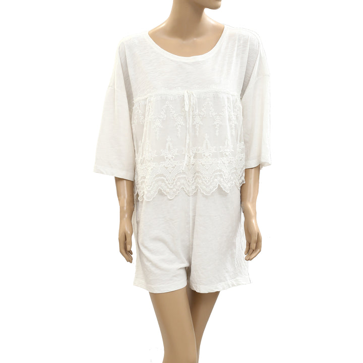 Anthropologie LyreBird Cotton Lace Twofer Romper