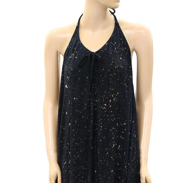 Ecote Urban Outfitters Echo Printed Halter Black Dress
