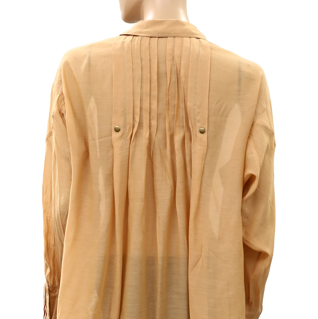 By Anthropologie Sheer Buttondown Shirt Top